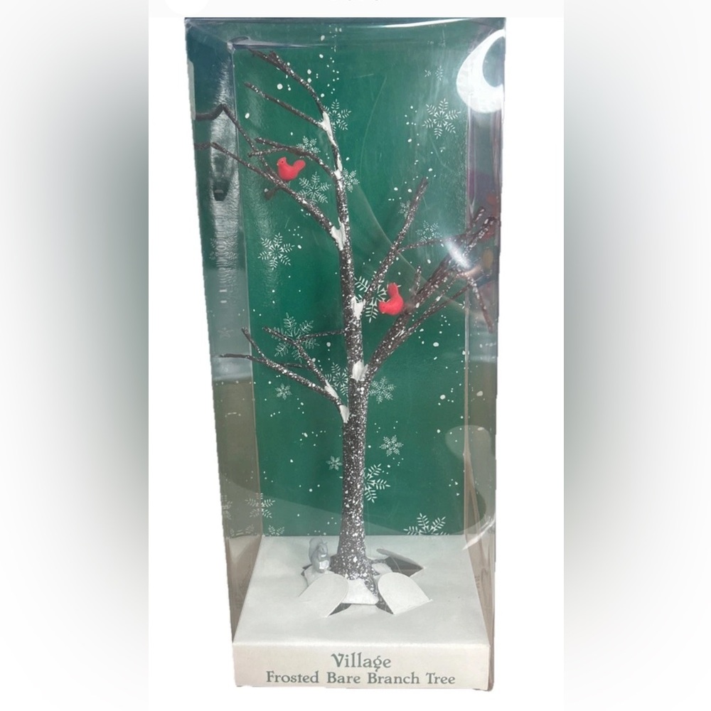 DEPT 56 Village Accessories FROSTED BARE BRANCH TREE Cardinals squirrel